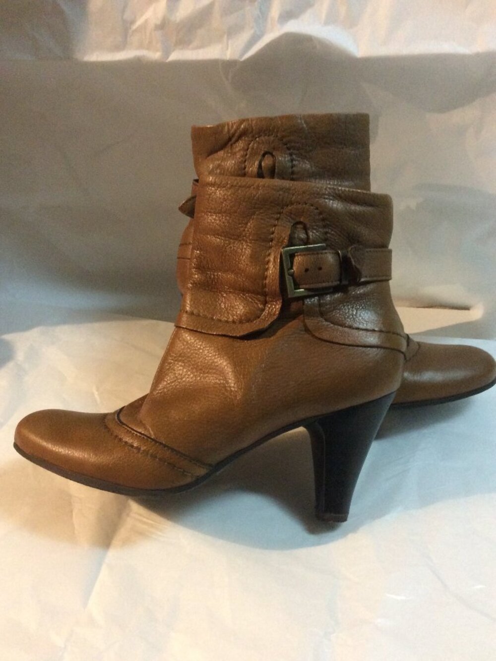 Browns Leather Buckle Heeled Ankle Boots 37